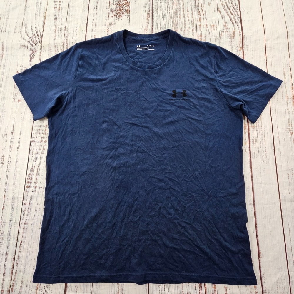 Under Armour HeatGear Loose Blue Short Sleeve Cotton Blend T-Shirt Men's XL